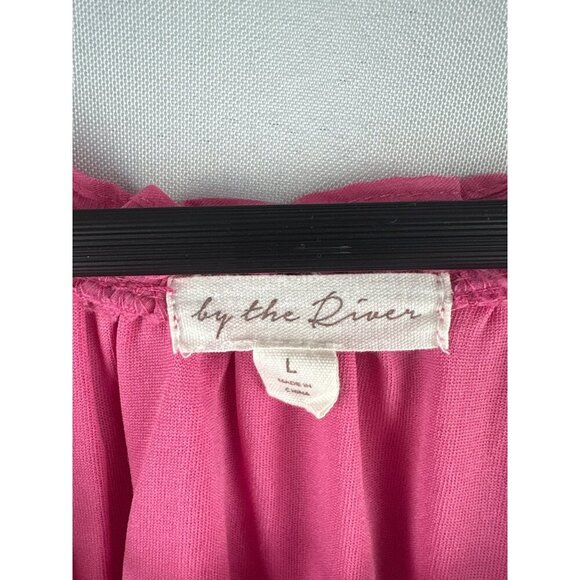 Bohemian Pink Maxi Dress With Lace Sleeves & Embroidery Size L By The River - Picture 5 of 6